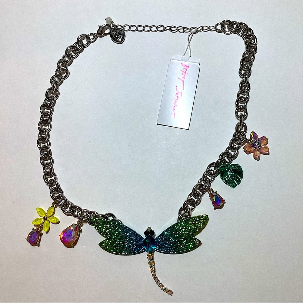 Betsey Johnson Garden Glam Dragonfly Necklace New - Picture 4 of 4
